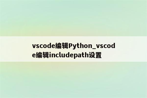 vscode编辑Python_vscode编辑includepath设置